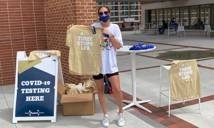Free t-shirts and local restaurant discounts are popping up at Tech's Covid-19 vaccine clinics and asymptomatic surveillance testing sites on campus.