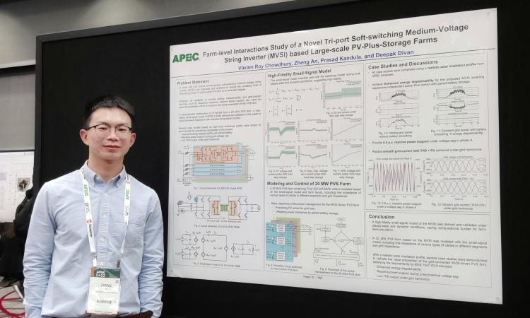 Ph.D. student Zheng An has been recognized with a Technical Session Best Presentation Award at the 2022 IEEE Applied Power Electronics Conference (APEC). 