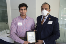 Pradyot Yadav, ECE Undergraduate Research Award, 2022 Roger P. Webb Awards Program. Pictured with Arijit Raychowdhury, Steve W. Chaddick School Chair.