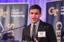 Student speaker Sebastián Negrón at the 2022 CoE Alumni Awards
